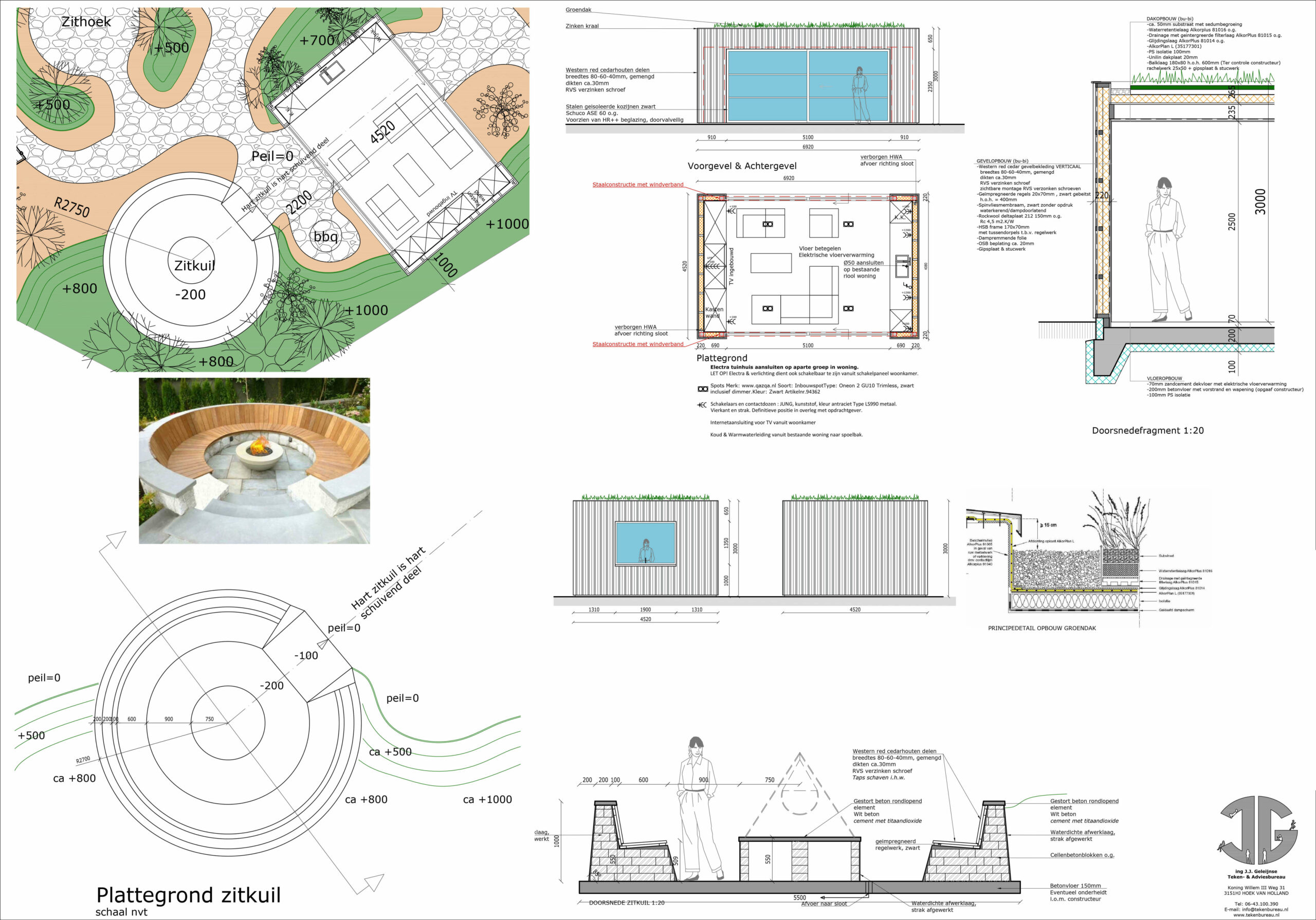 Tekening ontwerp tuin.